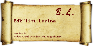 Bálint Larina névjegykártya